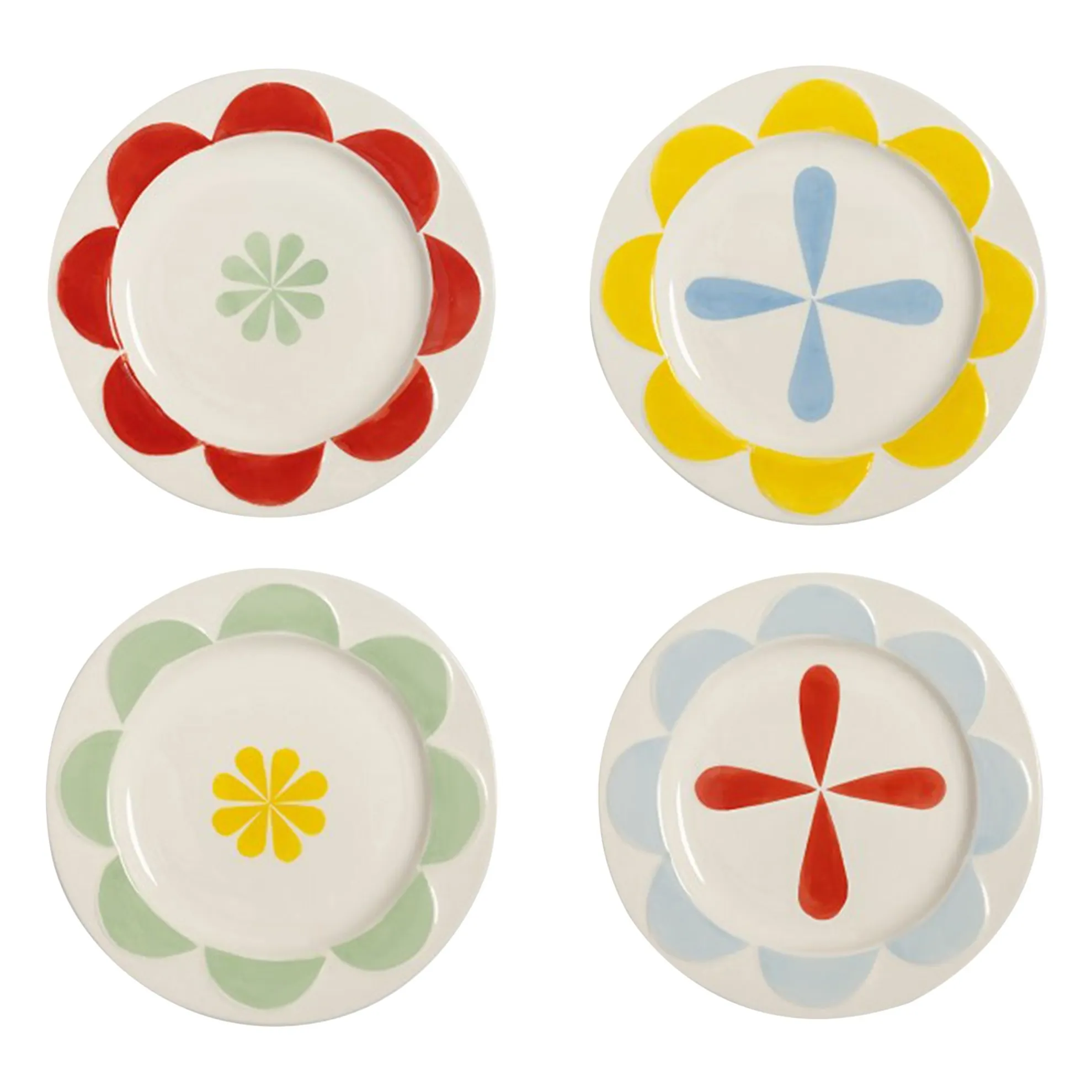 &Klevering Multicoloured Folk Plates - Set Of 4