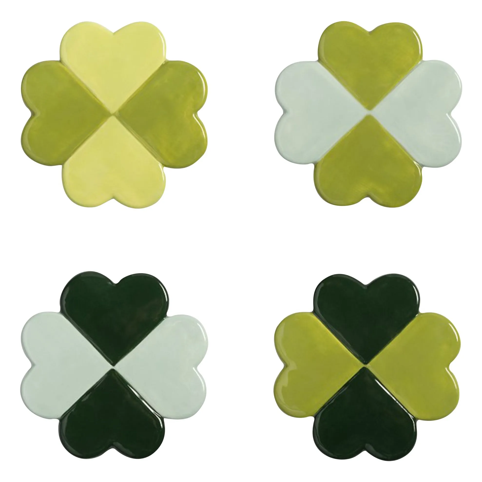 &Klevering Green Lucky Clover Coasters - Set Of 4