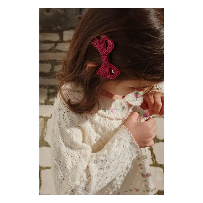 Lot 2 Barrettes Noeud Perle | Bordeaux