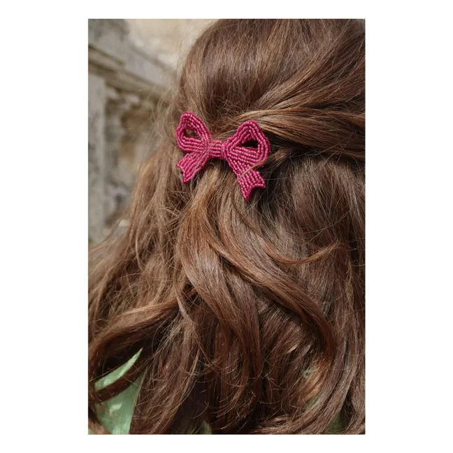 Lot 2 Barrettes Noeud Perle | Bordeaux