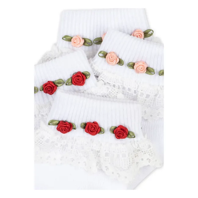 2er-Set Socken Volant | Weiß