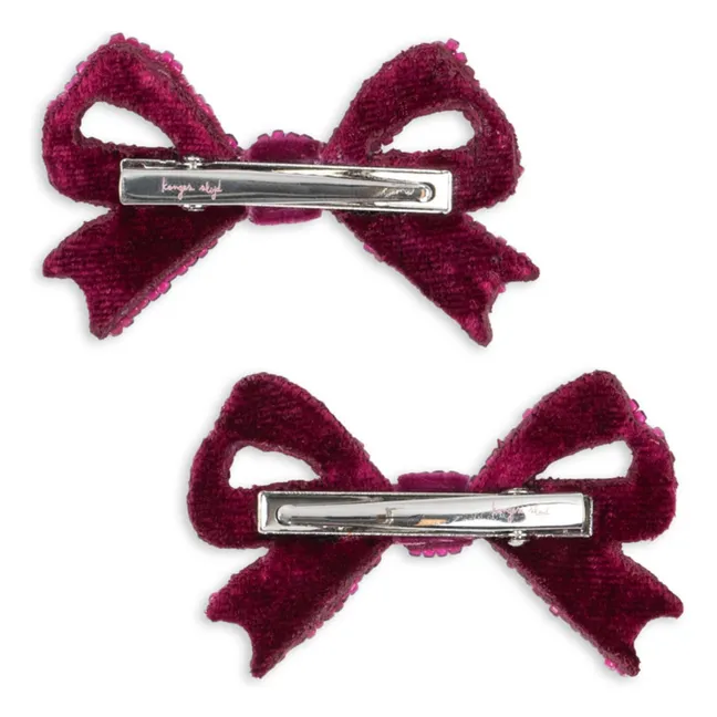 Set di 2 fermagli a forma di fiocco con perle | Bordeaux