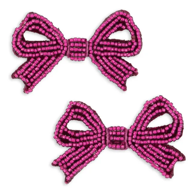 Lot 2 Barrettes Noeud Perle | Bordeaux