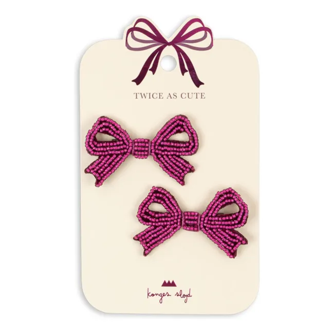 Lot 2 Barrettes Noeud Perle | Bordeaux