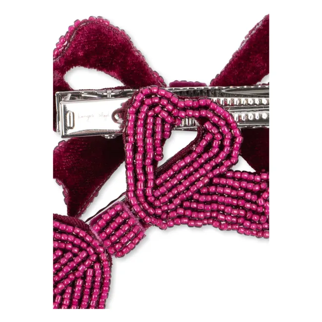 Set di 2 fermagli a forma di fiocco con perle | Bordeaux