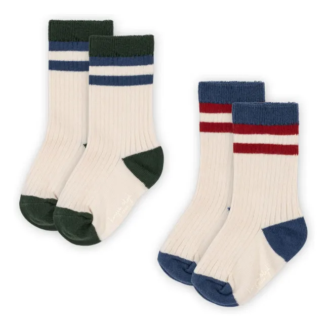 Set of 2 Rib Socks | Ecru