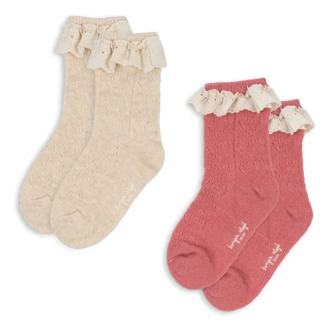 Set of 2 Pointelle Socks | Pink