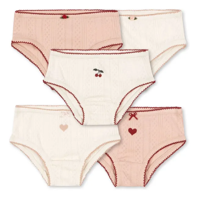Set di 5 slip in cotone biologico Minna | Rosa