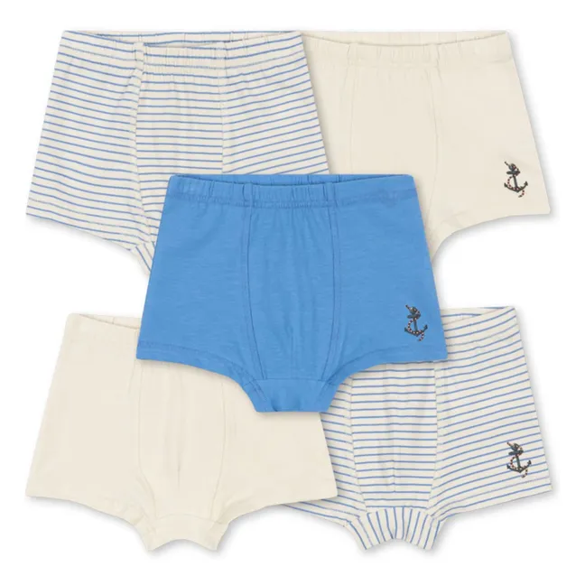 Lot 5 Caleçons Basic Coton Bio | Bleu