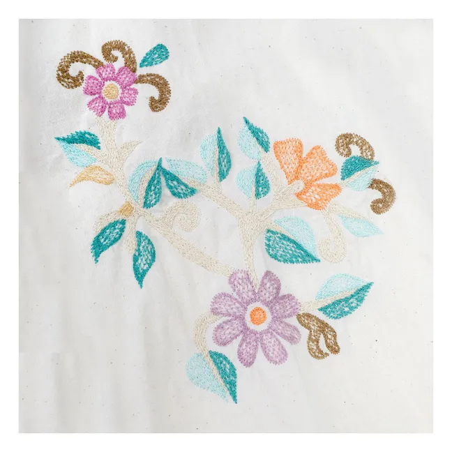Bluse mit gestickten Blumen Lilly | Seidenfarben