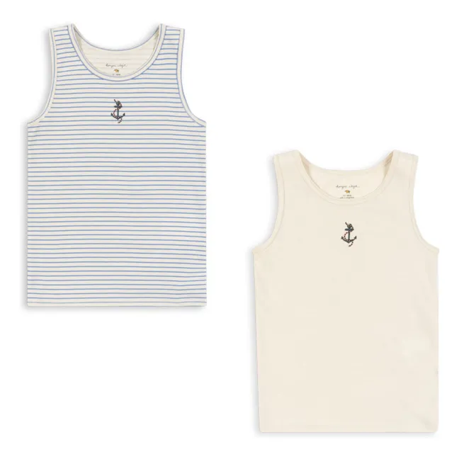 2er-Pack Tank Tops Anker Bio-Baumwolle | Seidenfarben