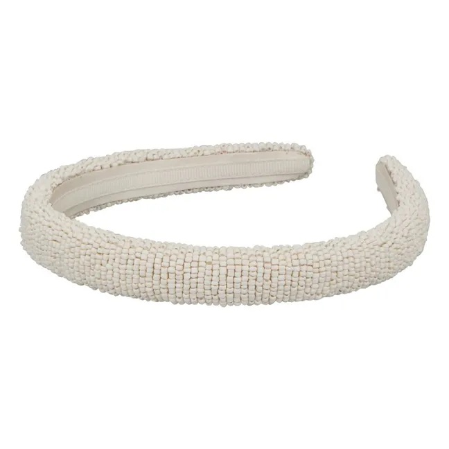 Diadema de perlé macizo | Blanco