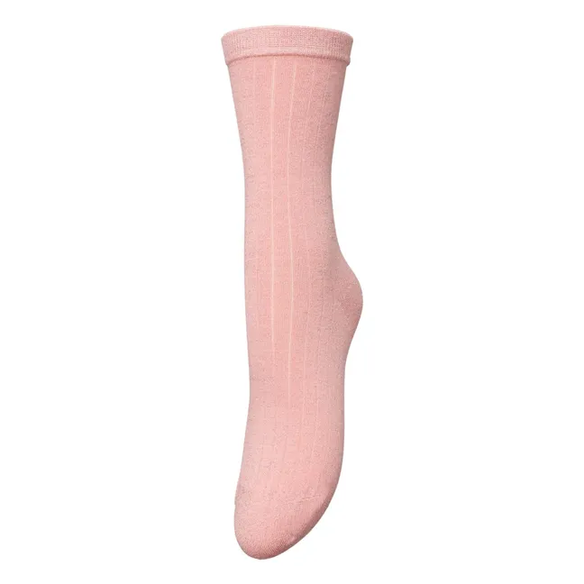Calzini a coste glitterati | Rosa