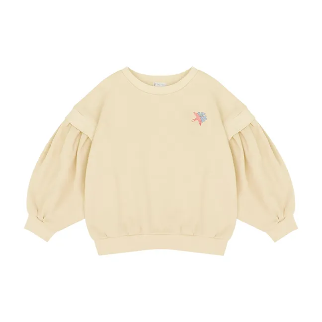 Sweatshirt mit Puffärmeln Bird | Blasses Gelb
