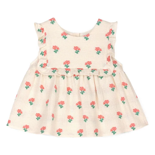Top a fiori Coraline in cotone biologico | Ecru