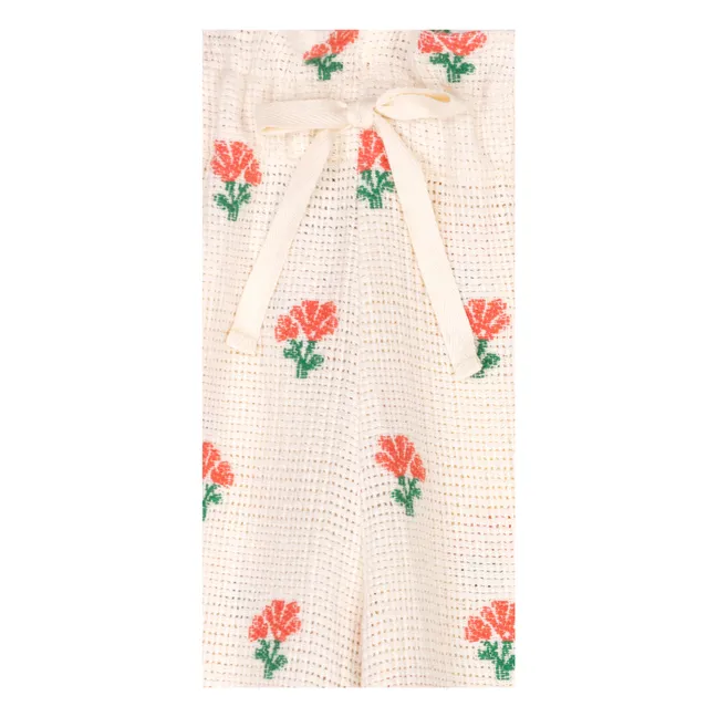 Pantalon Coraline Fleurs Coton Bio | Ecru