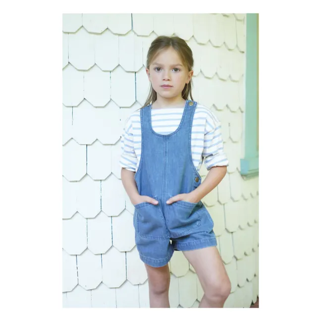 Salopette corta in cotone biologico Delphine | Denim
