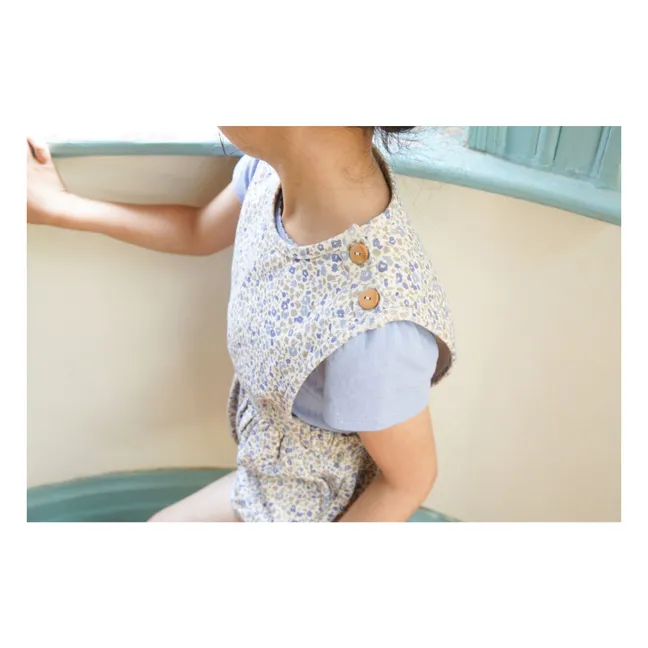 T-shirt Pouf Pointelle Coton Bio | Bleu ciel