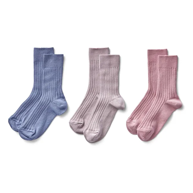 Set of 3 Ribbed Socks | Purple