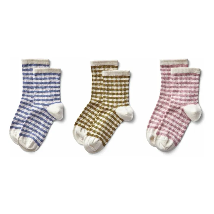 Lot 3 Chaussettes Carreaux | Rose- Image produit n°0