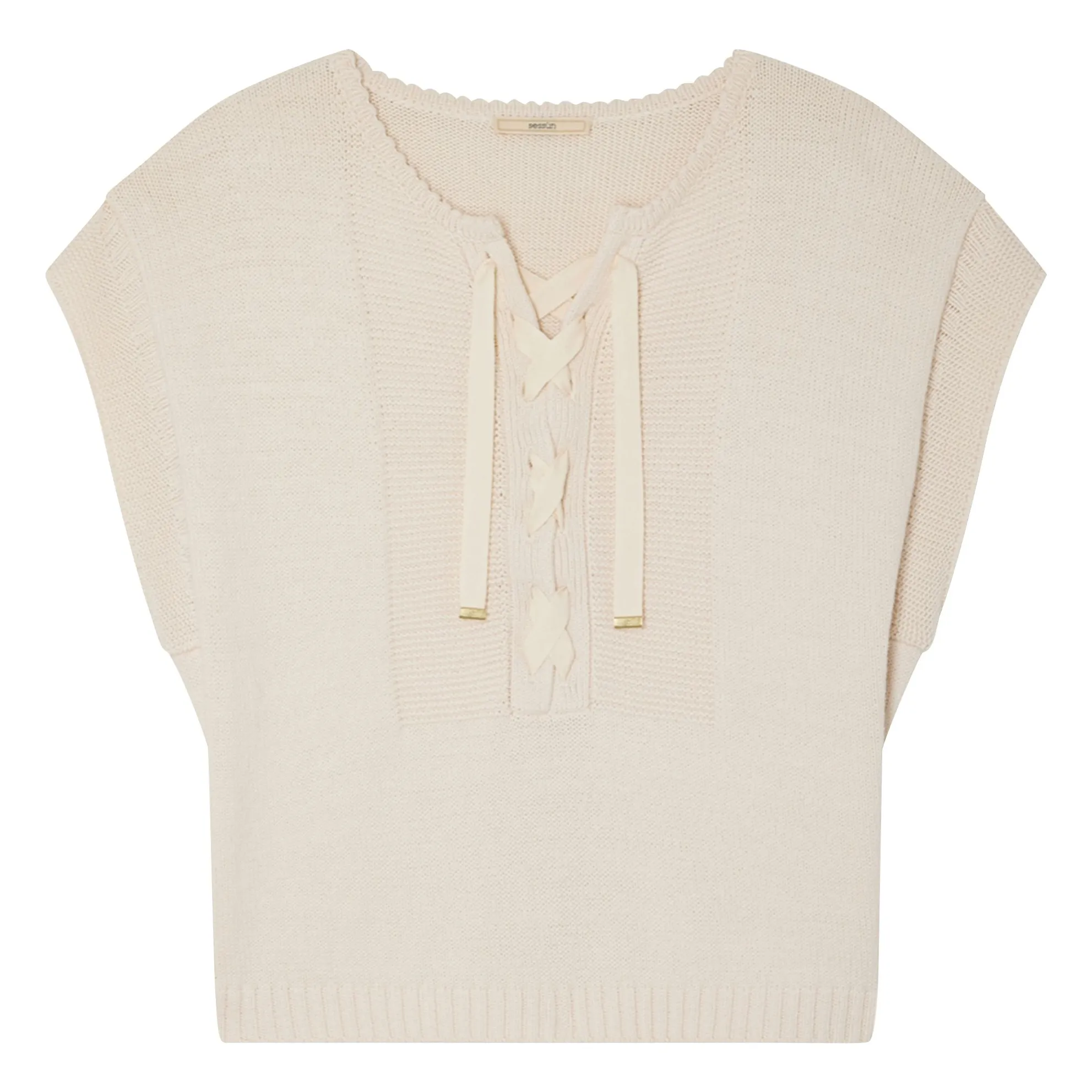 Sessùn Ecru Odyssée Organic Cotton Sleeveless Sweater