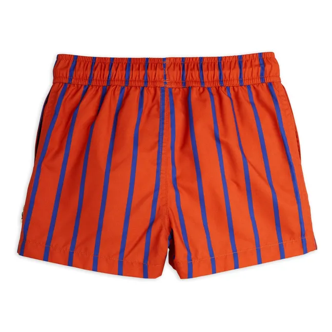 Striped Organic Cotton Swim Shorts | Red
