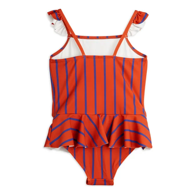 Striped Organic Cotton Swimsuit | Red