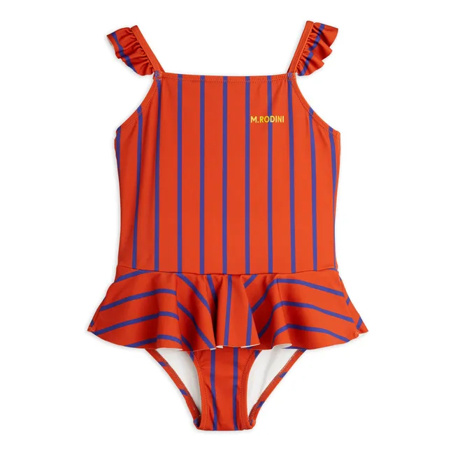 Striped Organic Cotton Swimsuit | Red