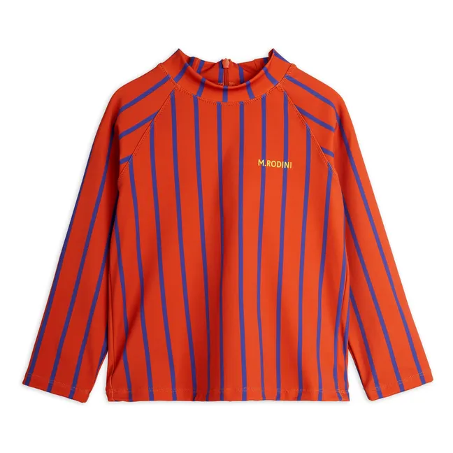 Top Anti UV Rayé Coton Bio | Rouge