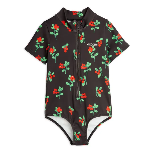 Maillot De Bain Lingonberries Fleuri Coton Bio | Noir