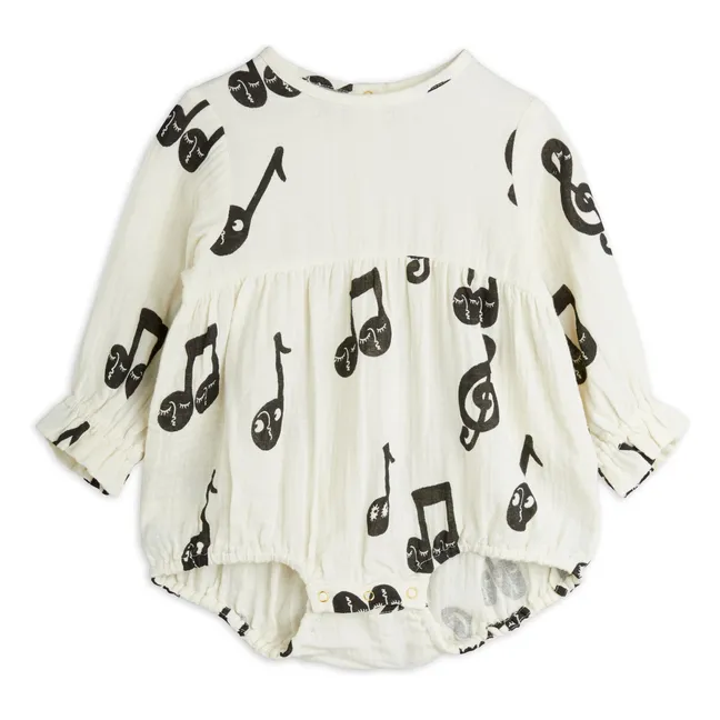 Organic Cotton Notes romper | White