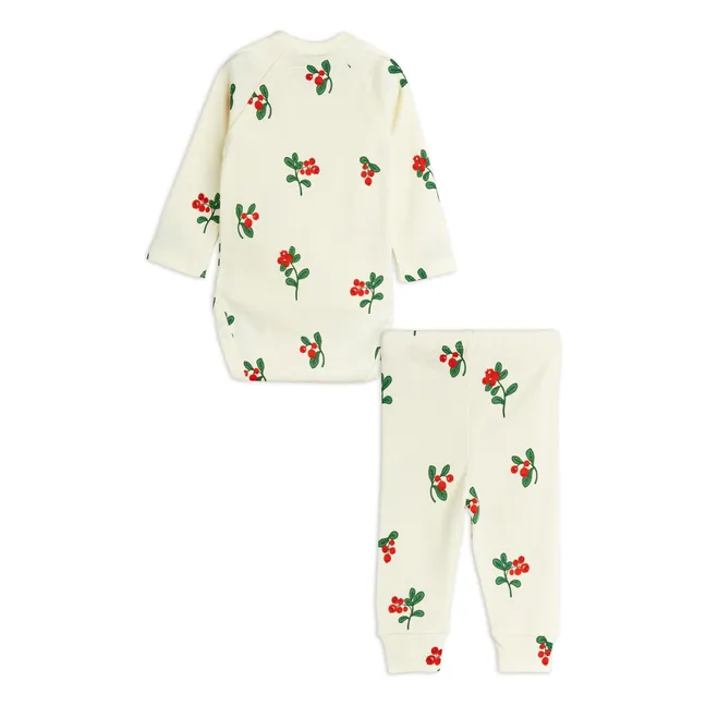 Conjunto de body y mallas florales de algodón orgánico | Crudo