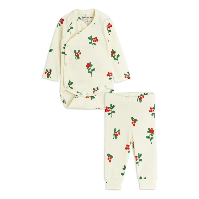 Conjunto de body y mallas florales de algodón orgánico | Crudo