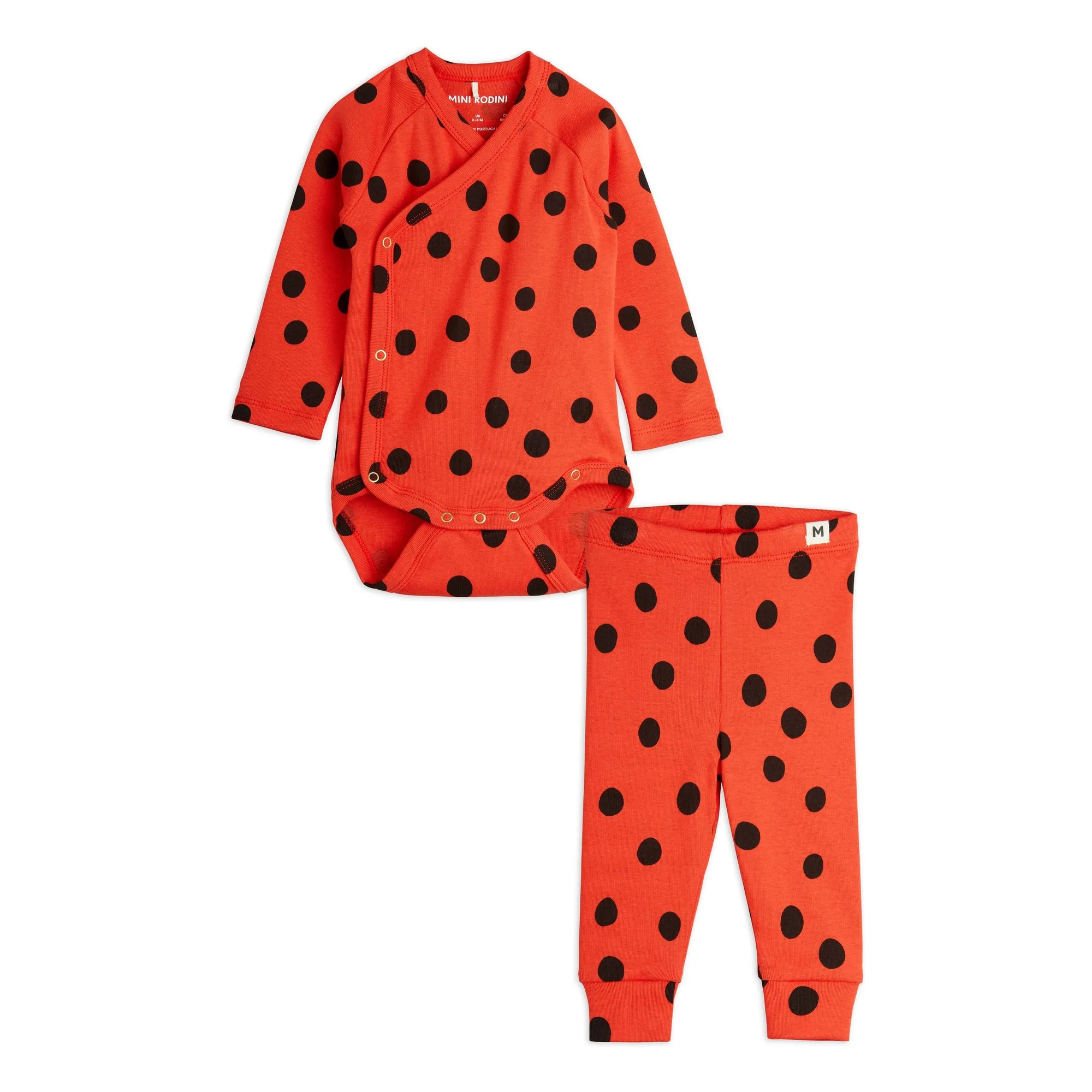 Mini Rodini Red Organic Cotton Bodysuit And Leggings Set