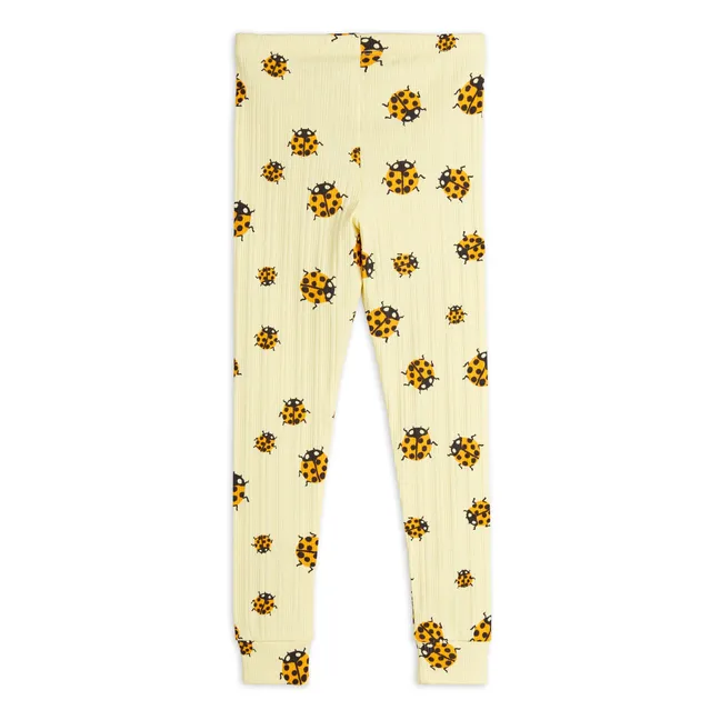 Organic Cotton Ribbed Ladybird Legging | Yellow