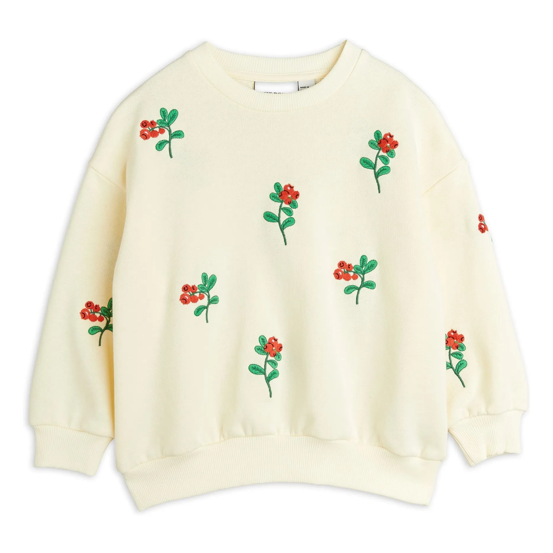 Mini Rodini Ecru Organic Cotton Floral Sweatshirt