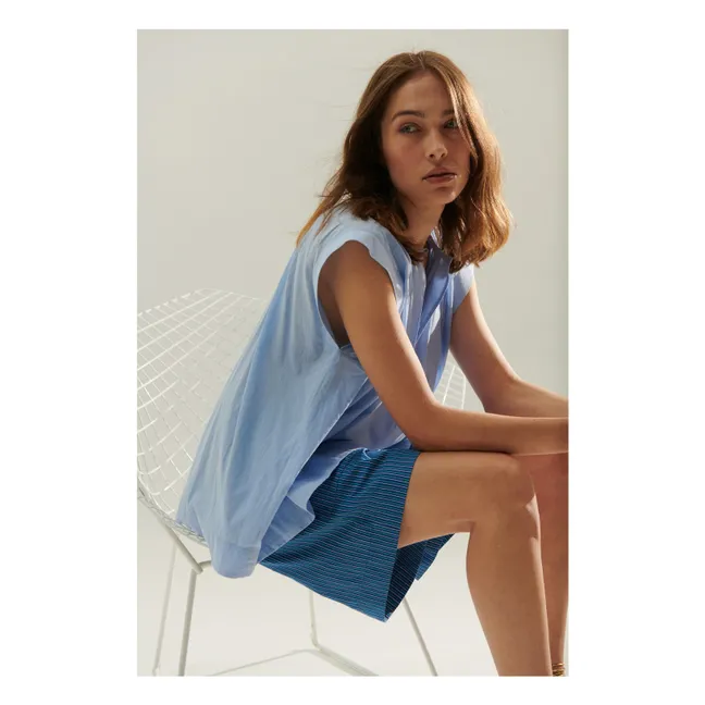Blusa de gasa de algodón Sistelo | Azul Cielo