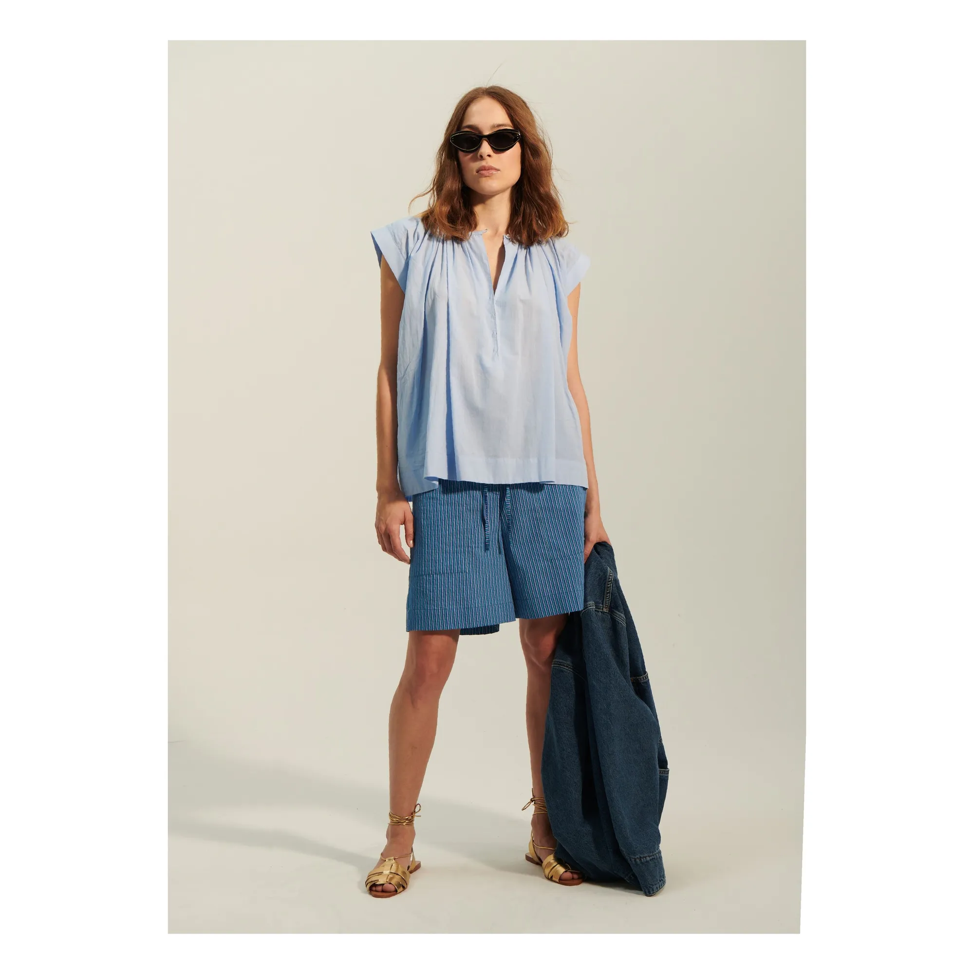 Bellepiece Light Blue Blouse Sistelo Voile De Coton