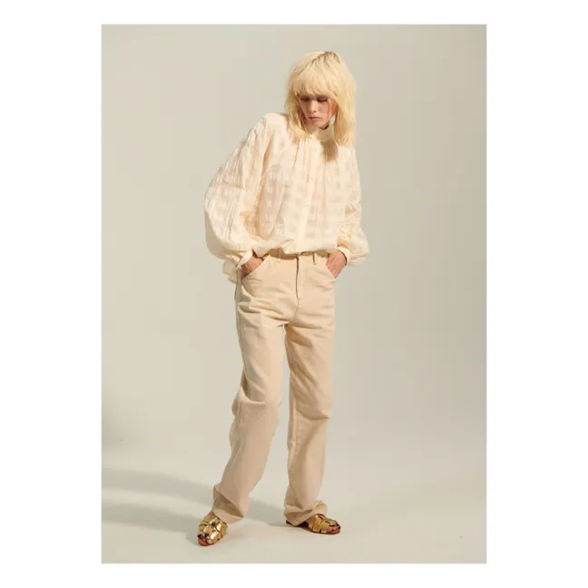 Blouse Paxos Carreaux Dobby | Ecru