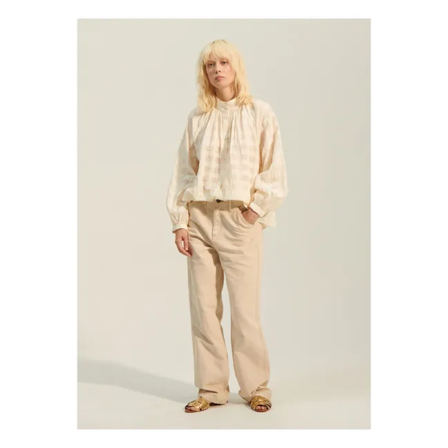 Paxos Karierte Dobby-Bluse | Seidenfarben