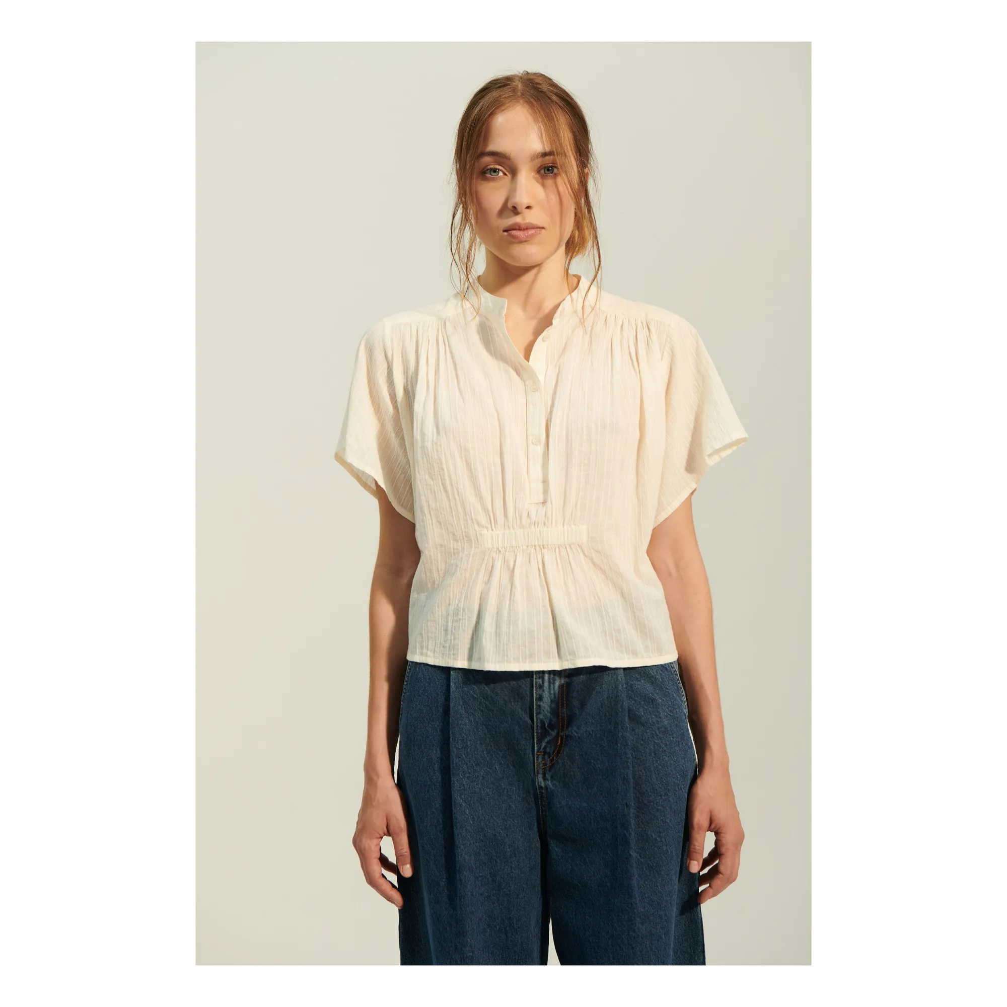 Bellepiece Ecru Patrizia Dobby Stripes Blouse