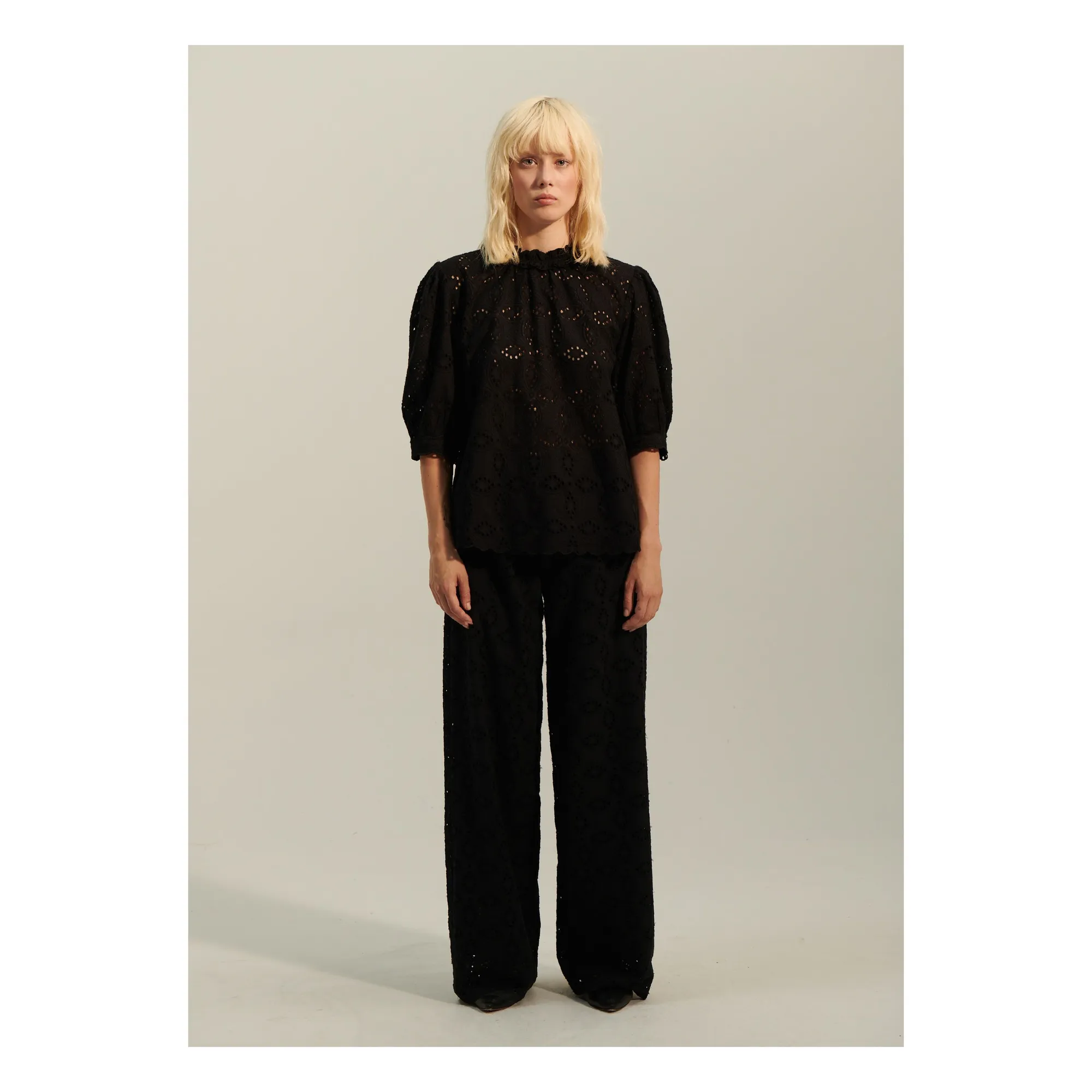 Bellepiece Black Schiffli Paros Blouse