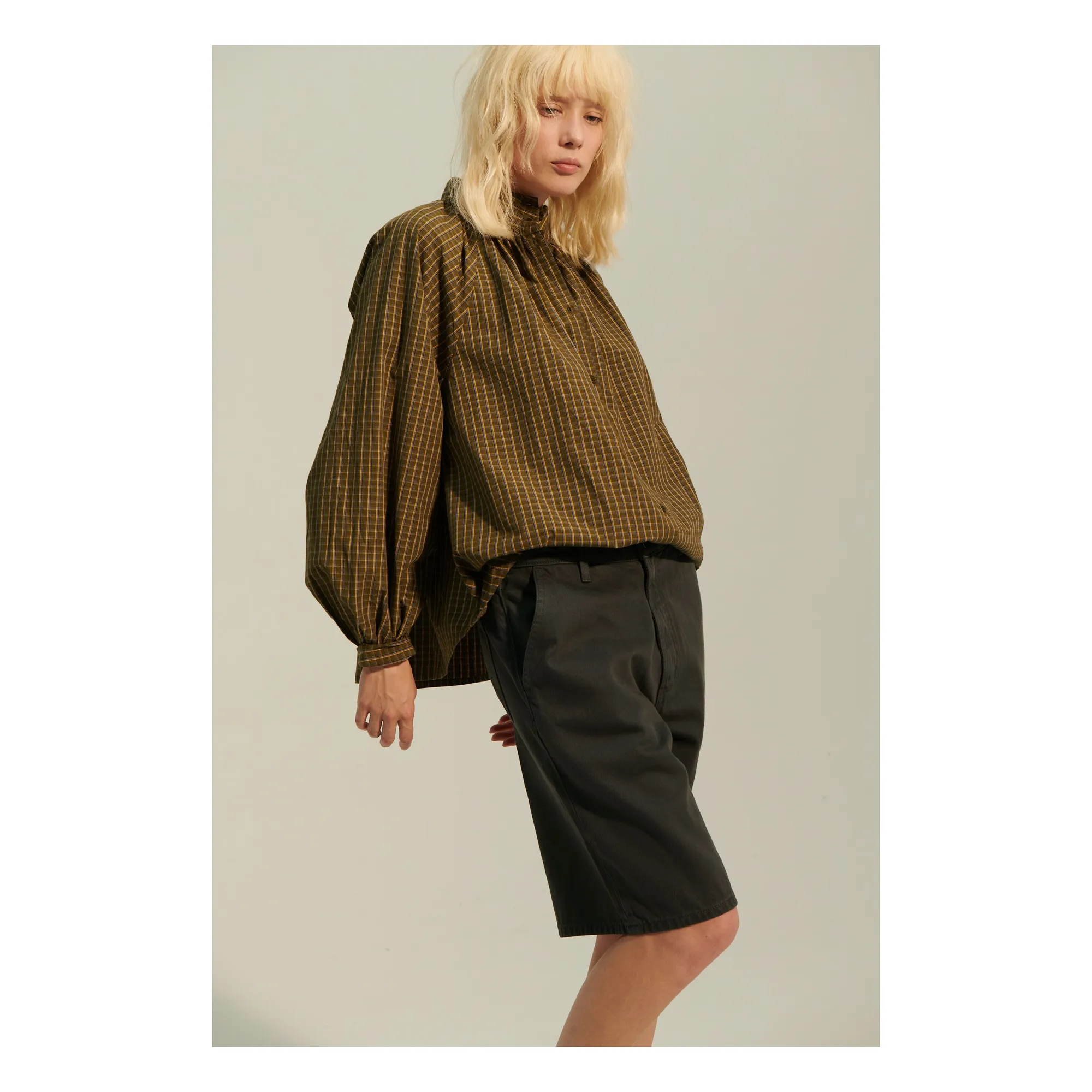 Bellepiece Khaki Blouse Paxos Carreaux