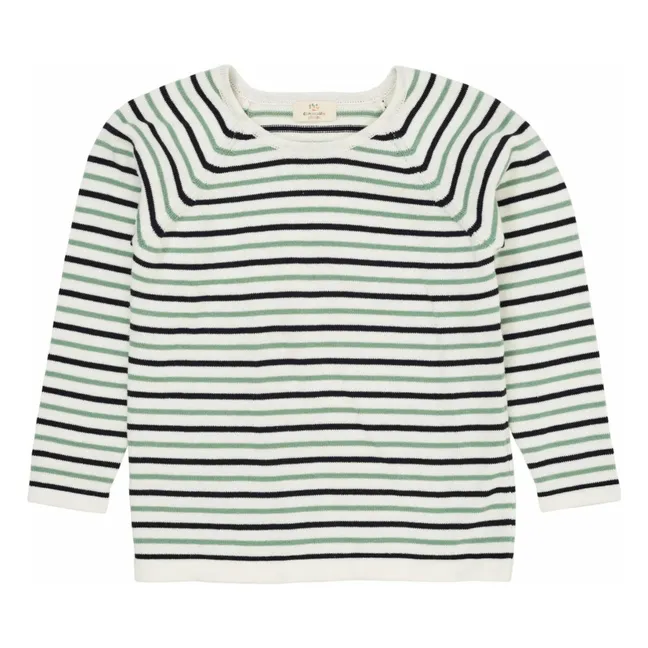 Pull Rayures Maille Fine Coton Bio | Bleu marine