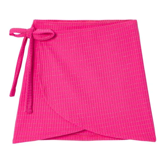 Striped Metallic Swim Skirt | Fuchsia