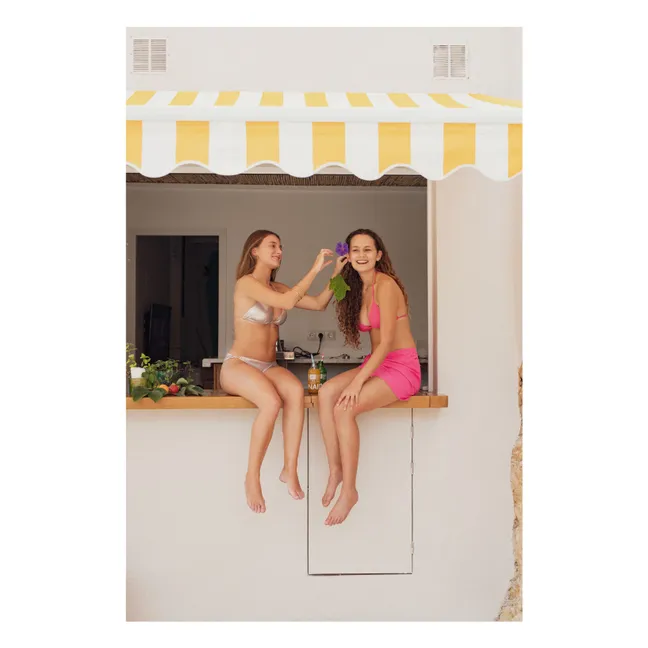 Striped Metallic Swim Skirt | Fuchsia