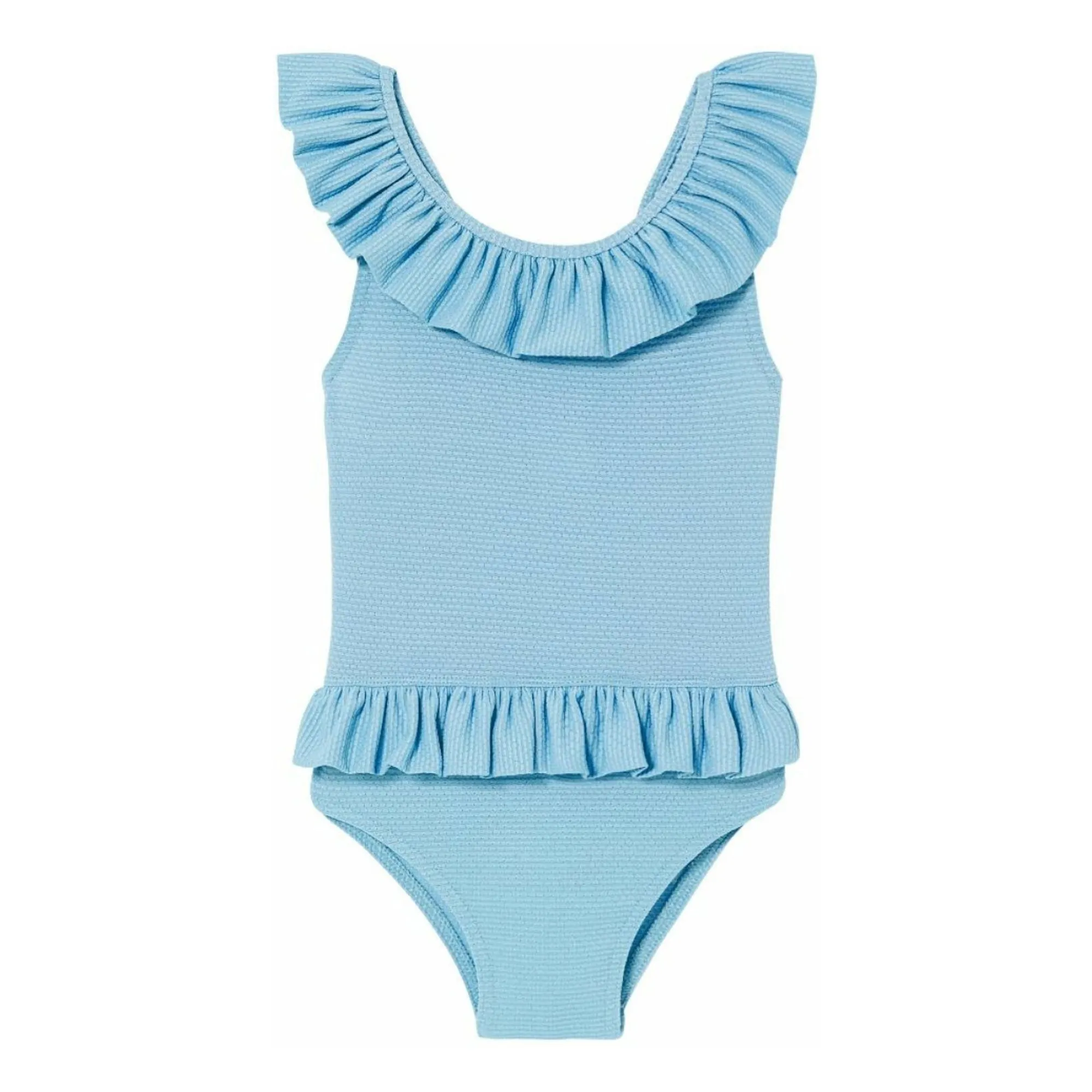 Lison Paris Light Blue Metallic Ruffle Swimsuit