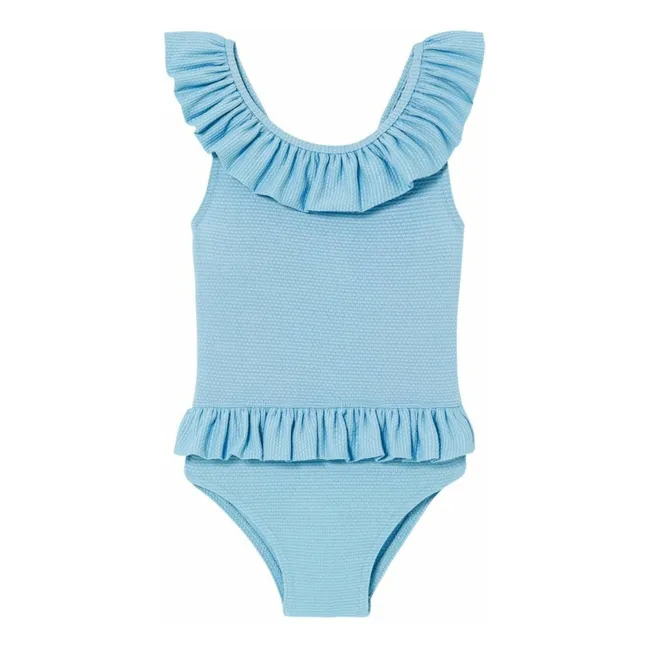 Maillot de Bain à Volants Métallisé | Bleu ciel