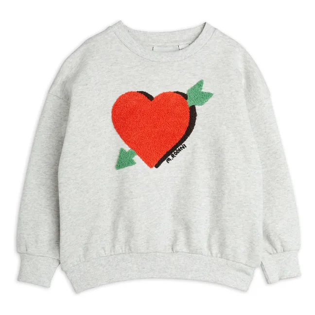 Felpa in cotone con cuore a forma di freccia | Grigio chiné