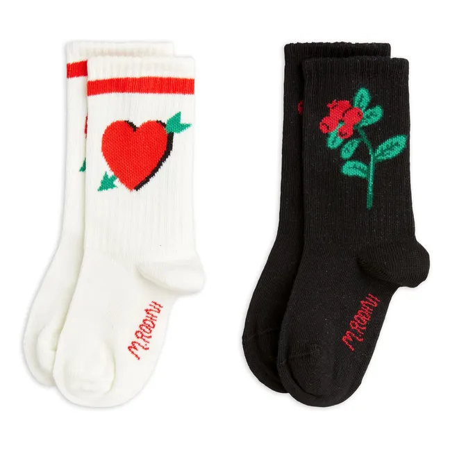 2er-Pack Socken Herz Bio-Baumwolle | Weiß